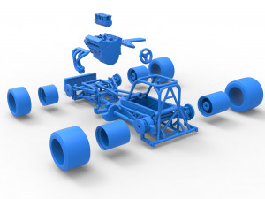 Supermodified front engine race car Base Scale 1 to 25 3D Принт Модель