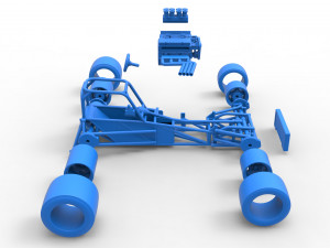 Supermodified front engine race car Base Scale 1 to 25 3D Принт Модель