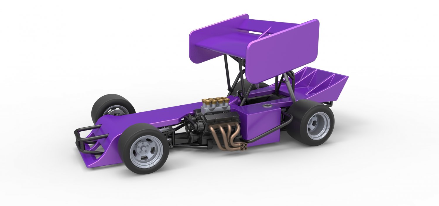 3D file Diecast Supermodified front engine Winged race car V2 Scale 1:25  🏎️・3D printing model to download・Cults