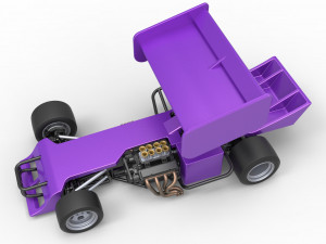 Supermodified front engine Winged race car Scale 1 to 25 3D 프린트 모델