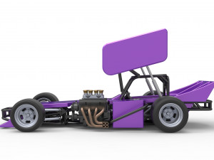 Supermodified front engine Winged race car Scale 1 to 25 3D 프린트 모델
