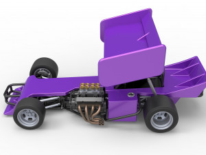 Supermodified front engine Winged race car Scale 1 to 25 3D 프린트 모델