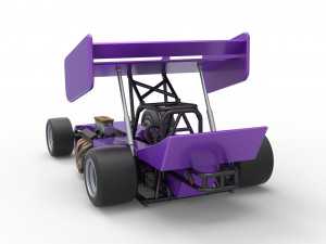 Supermodified front engine Winged race car Scale 1 to 25 3D 프린트 모델