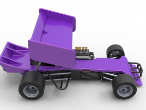 Supermodified front engine Winged race car Scale 1 to 25 3D 프린트 모델