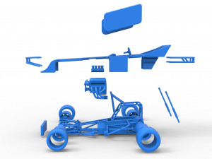 Supermodified front engine Winged race car Scale 1 to 25 3D 프린트 모델