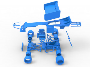 Supermodified front engine Winged race car Scale 1 to 25 3D 프린트 모델