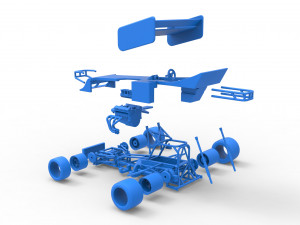 Supermodified front engine Winged race car Scale 1 to 25 3D 프린트 모델
