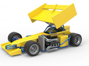 Supermodified front engine Winged race car V2 Scale 1 to 25 3D Print Model