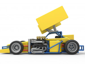 Supermodified front engine Winged race car V2 Scale 1 to 25 3D प्रिंट मॉडल