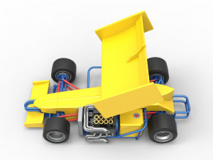 Supermodified front engine Winged race car V2 Scale 1 to 25 3D प्रिंट मॉडल