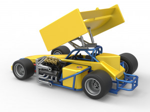 Supermodified front engine Winged race car V2 Scale 1 to 25 3D प्रिंट मॉडल