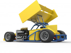 Supermodified front engine Winged race car V2 Scale 1 to 25 3D प्रिंट मॉडल