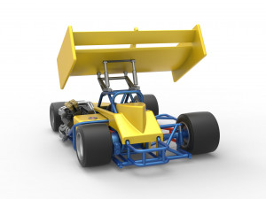 Supermodified front engine Winged race car V2 Scale 1 to 25 3D प्रिंट मॉडल