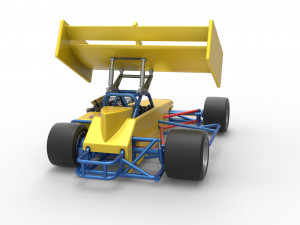 Supermodified front engine Winged race car V2 Scale 1 to 25 3D प्रिंट मॉडल