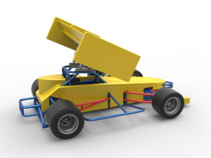 Supermodified front engine Winged race car V2 Scale 1 to 25 3D प्रिंट मॉडल