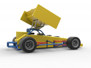 Supermodified front engine Winged race car V2 Scale 1 to 25 3D प्रिंट मॉडल