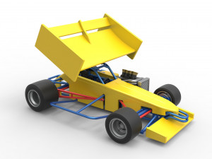Supermodified front engine Winged race car V2 Scale 1 to 25 3D प्रिंट मॉडल