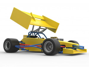 Supermodified front engine Winged race car V2 Scale 1 to 25 3D प्रिंट मॉडल
