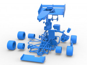 Supermodified front engine Winged race car V2 Scale 1 to 25 3D प्रिंट मॉडल