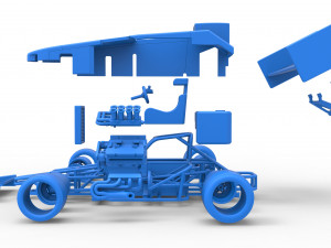 Supermodified front engine Winged race car V2 Scale 1 to 25 3D प्रिंट मॉडल