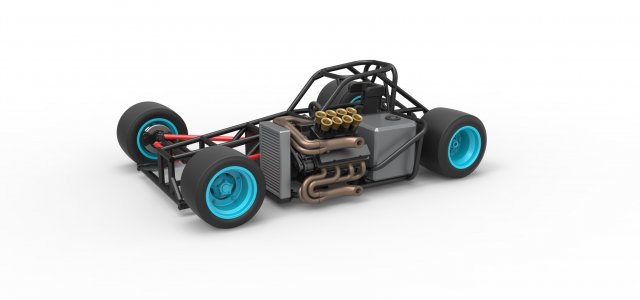 Supermodified front engine race car Base Version 2 Scale 1 to 25 Modello di stampa 3D .c4d .max .obj .3ds .fbx .stl .blend
