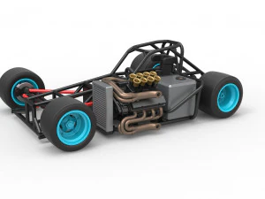 Supermodified front engine race car Base Version 2 Scale 1 to 25 3D Print Model