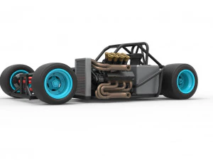 Supermodified front engine race car Base Version 2 Scale 1 to 25 3D Print Model