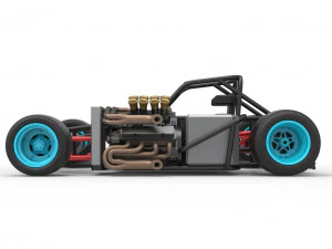 Supermodified front engine race car Base Version 2 Scale 1 to 25 3D Print Model