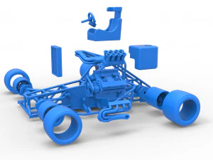 Supermodified front engine race car Base Version 2 Scale 1 to 25 3D Print Model