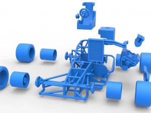 Supermodified front engine race car Base Version 2 Scale 1 to 25 3D Print Model
