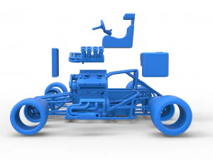 Supermodified front engine race car Base Version 2 Scale 1 to 25 3D Print Model