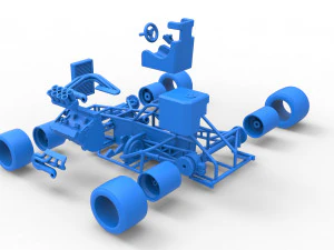 Supermodified front engine race car Base Version 2 Scale 1 to 25 3D Print Model
