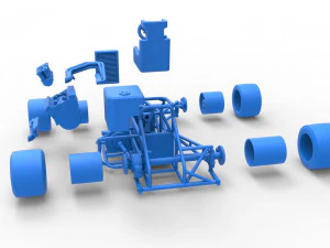 Supermodified front engine race car Base Version 2 Scale 1 to 25 3D Print Model