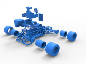 Supermodified front engine race car Base Version 2 Scale 1 to 25 3D Print Model