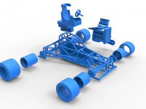 Supermodified front engine race car Base Version 2 Scale 1 to 25 3D Print Model