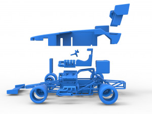 Supermodified front engine race car V2 Scale 1 to 25 3D-printmodel