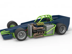 Supermodified front engine race car V3 Scale 1 to 25 3D Print Model