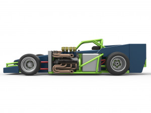 Supermodified front engine race car V3 Scale 1 to 25 3D Принт Модель