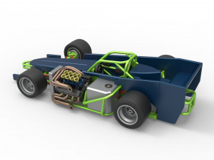 Supermodified front engine race car V3 Scale 1 to 25 3D Принт Модель