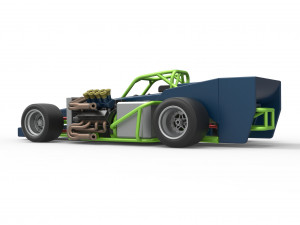 Supermodified front engine race car V3 Scale 1 to 25 3D Принт Модель