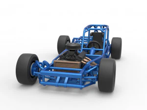 Carro de corrida supermodificado de bloco pequeno, escala b&aacute;sica de 1 a 25 Modelo de Impressão 3D