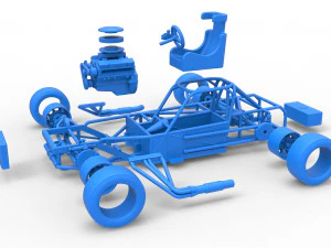 Carro de corrida supermodificado de bloco pequeno, escala b&aacute;sica de 1 a 25 Modelo de Impressão 3D