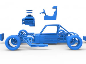 Carro de corrida supermodificado de bloco pequeno, escala b&aacute;sica de 1 a 25 Modelo de Impressão 3D