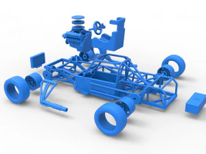 Carro de corrida supermodificado de bloco pequeno, escala b&aacute;sica de 1 a 25 Modelo de Impressão 3D