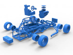 Carro de corrida supermodificado de bloco pequeno, escala b&aacute;sica de 1 a 25 Modelo de Impressão 3D