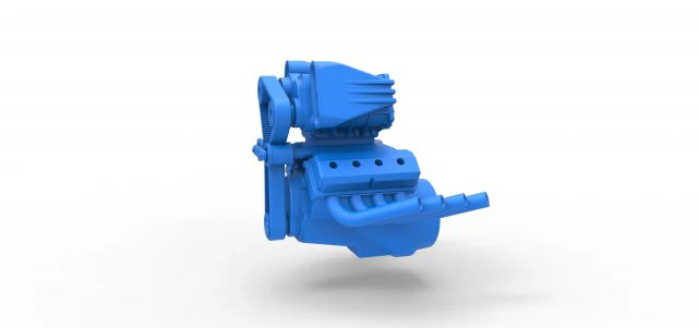 Engine V8 with double supercharger Version 7 Scale 1 to 25 3D Print Model .c4d .max .obj .3ds .fbx .stl .blend 