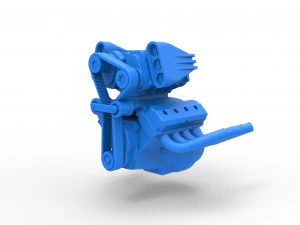 Engine V8 with double supercharger Version 7 Scale 1 to 25 3D Print Model