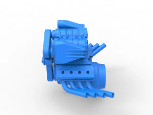 Engine V8 with double supercharger Version 7 Scale 1 to 25 3D Print Model