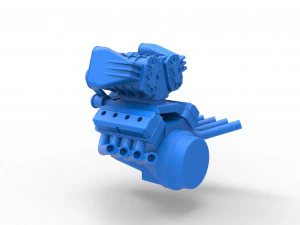Engine V8 with double supercharger Version 7 Scale 1 to 25 3D Print Model
