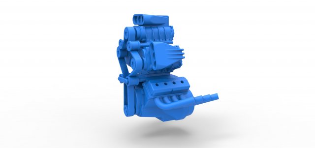 Engine V8 with triple supercharger Version 4 Scale 1 to 25 3D Print Model .c4d .max .obj .3ds .fbx .stl .blend 